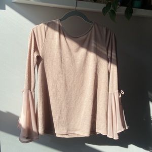 Bell sleeve light mauve blouse
